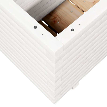 Large Modern White Solid Pine Wood Planter Box with Vertical Slat Design - Heavy-Duty Indoor/Outdoor Square Garden Bed, Sturdy Floor-Standing Construction for Patio, Balcony, or Lawn - Durable Modern Farmhouse Style Plant Pot