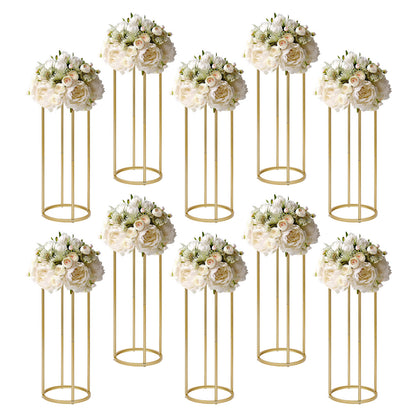 Tafeldecoratie – Bloemenstandaard – Bloemhouder – Tafelpresentatie – Bruiloft Decoratie – Gouden Metalen Standaards – 80 cm Hoog – Robuust Ijzer