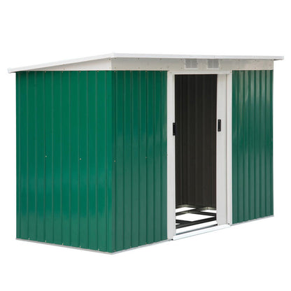 Metalen Buitenschuur – Tuinberging – Opslagschuur – Schuurtje – Garagebox – Extra Ruim 6,3 m³ – Stevige Constructie – Schuifdeur – Weerbestendig – Puntdak – Eenvoudige Montage – Verplaatsbaar – Antraciet Donkergroen Zwart