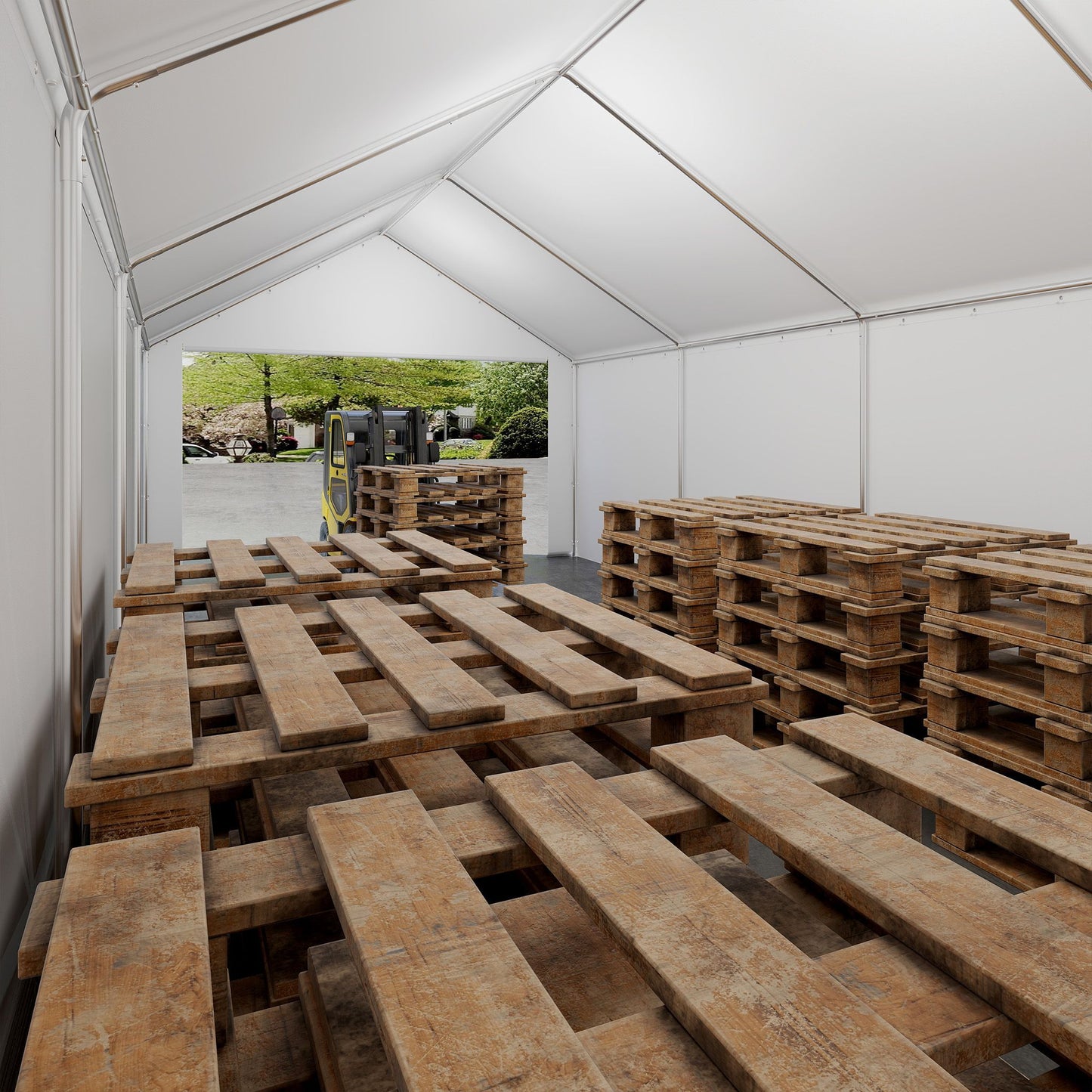 Opbergtent buiten – Opslagtent – Carport – Garage tent – Tuinkas – 4x8 meter – Stevig metalen frame – Afneembare zijwanden