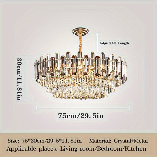 Kristallen Kroonluchter – Modern Plafondlamp – Led Hanglamp – Sfeerverlichting – Woonkamerlamp – 3-Kleur Instelbaar – Hardwired 85-265V