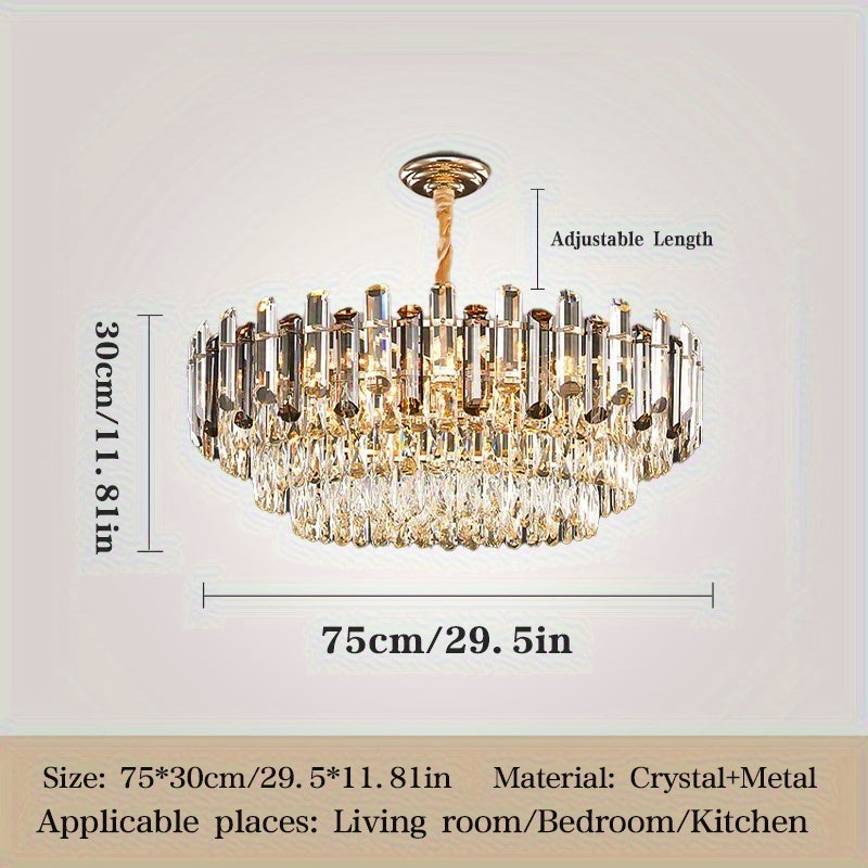 Kroonluchter – Hanglamp – Plafondlamp – Kristallen Lamp – Verlichting – Rond Groot Design – Chroom Afwerking – Semi-Flush Bevestiging