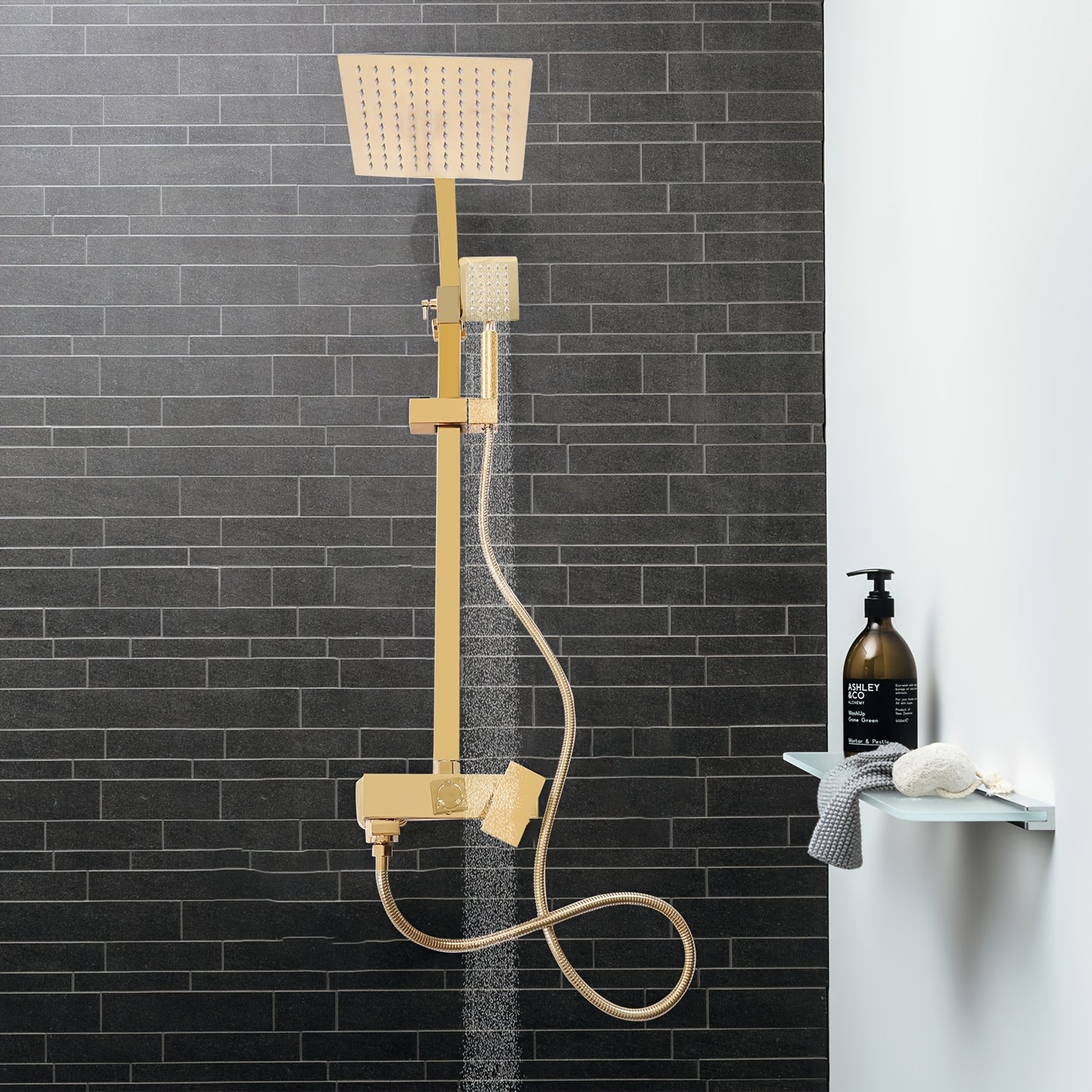 Golden Shower System – Regendouche – Douche Set – Mengkraan – Douchefittingen – Koperen Materiaal – Wandmontage