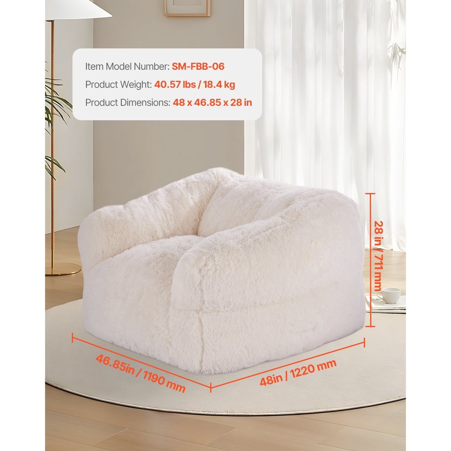 Zitzak – Poef – Fauteuil – Stoel – Zitzak Met Armleuningen – Memory Foam Vulling – Ergonomisch Ontwerp – Beige Polyester