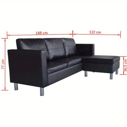 Bankstel – 3-zitsbank – Zitbank – Sofa – Bank – Zwart – Synthetisch Leer – Modern Design – Comfortabele Foamvulling