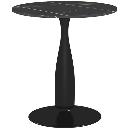 Eettafel – Ronde Tafel – Keukentafel – Dinertafel – Zwart – Gepoedercoat Stalen Frame – Melamine Tafelblad – 70 x 74 cm – Antislip Voetjes