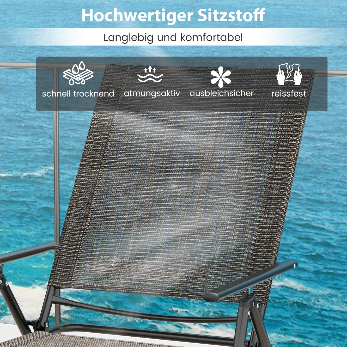 Tuinligstoel – Ligbed – Ligstoel – Zonnebed – Relaxstoel – 2-Delige Set Bruin – Verstelbare Rugleuning – Ademend Materiaal