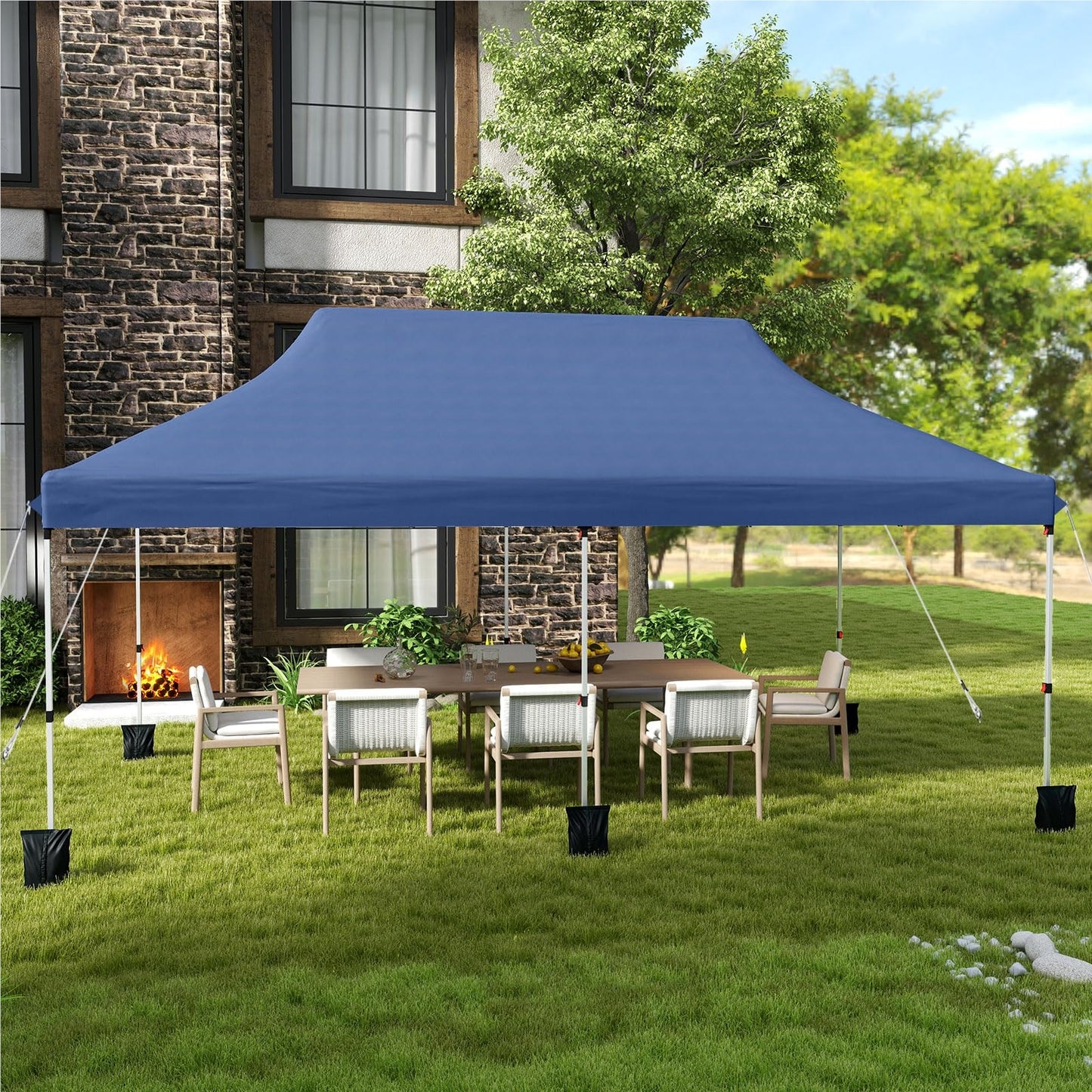 Opvouwbare Partytent – Vouwtent – Tent – Paviljoen – Tuinpaviljoen – Waterbestendig – UV Bescherming 50+ – 3x6m – Hoogte Verstelbaar – Blauw