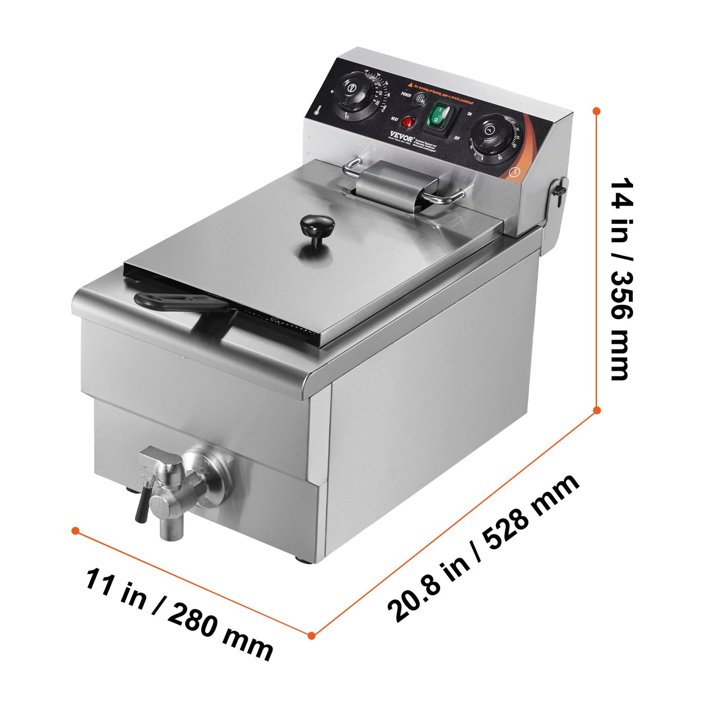 Friteuse – Frituurpan – Elektrische Friteuse – Koude Zone Friteuse – Professionele Frituurpan – 9 Liter Capaciteit – RVS Behuizing – 2200 Watt