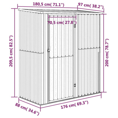 Tuinhuisje – Tuinschuur – Berging – Tuinopslag – Schuur – Gegalvaniseerd Staal – Houtlook – Ruim Formaat 180,5x97x209,5 cm