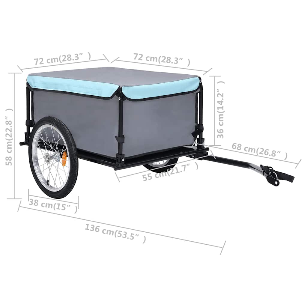 Fietskar – Fietsaanhanger – Fiets Kar – Bagagewagen – Transportkar – Inklapbaar Ontwerp – Waterdichte Polyester Bak – Zwart/Blauw