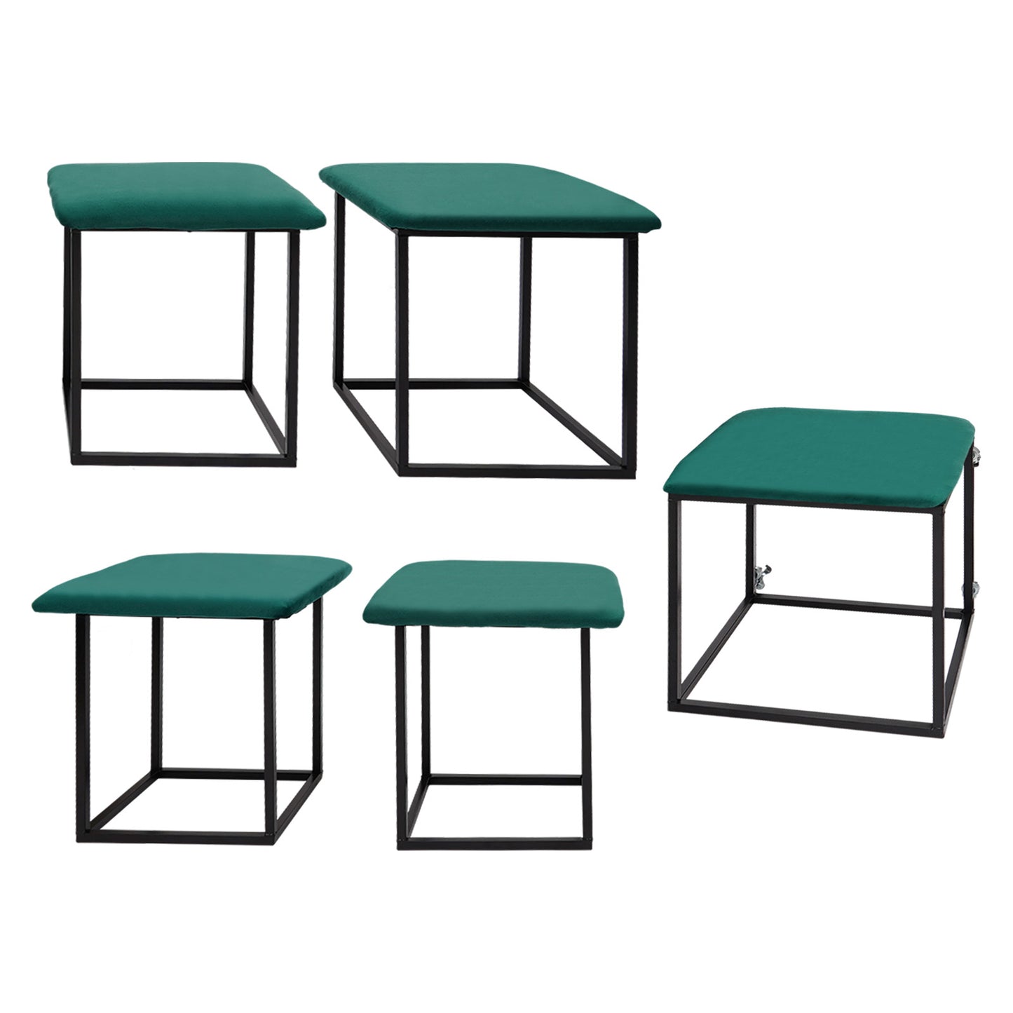 Ottoman – Poef – Voetenbank – Opbergkist – Zitbankje – 5-in-1 Multifunctioneel – Compact 18x48 cm – Comfortabele Memory Foam – Groen