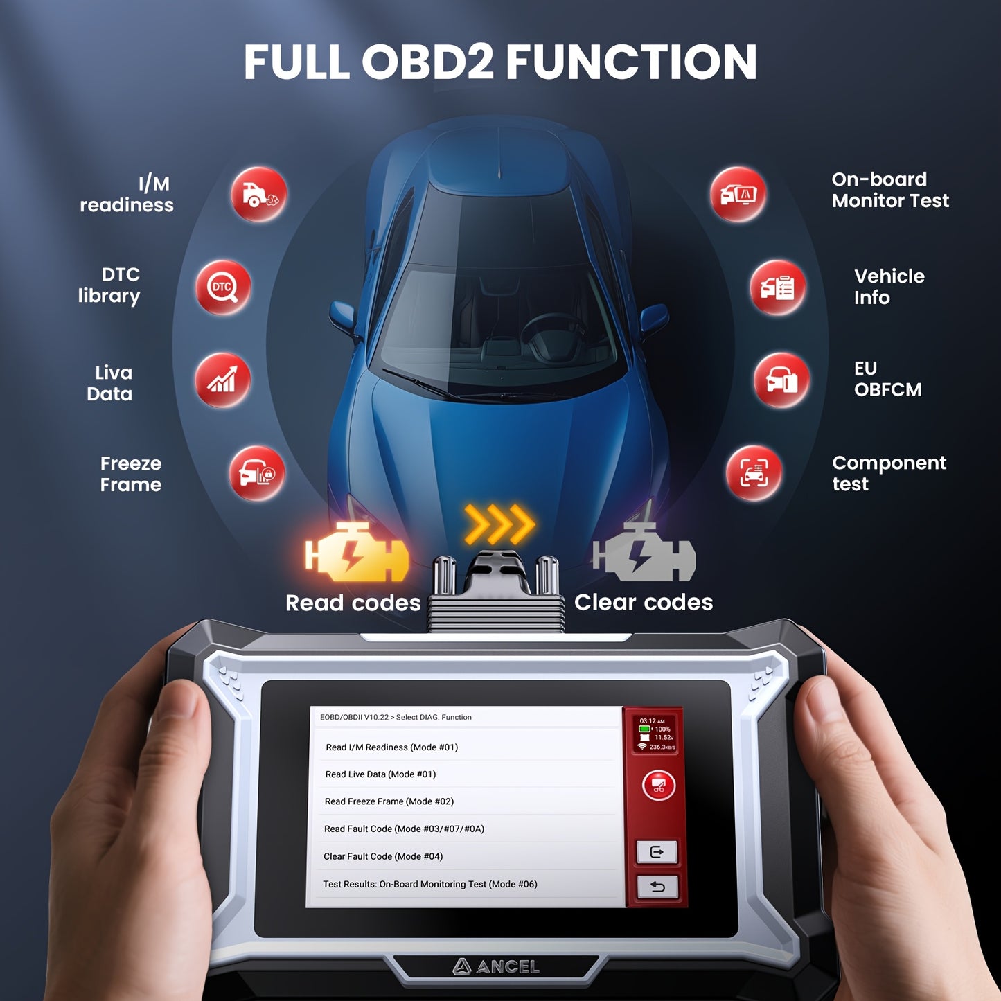 OBD2 Scanner – Auto Diagnosetool – Foutcode Uitlezer – Diagnose Scanner – Auto Scanner – 9 Resetfuncties – Wi-Fi Met Gratis Updates