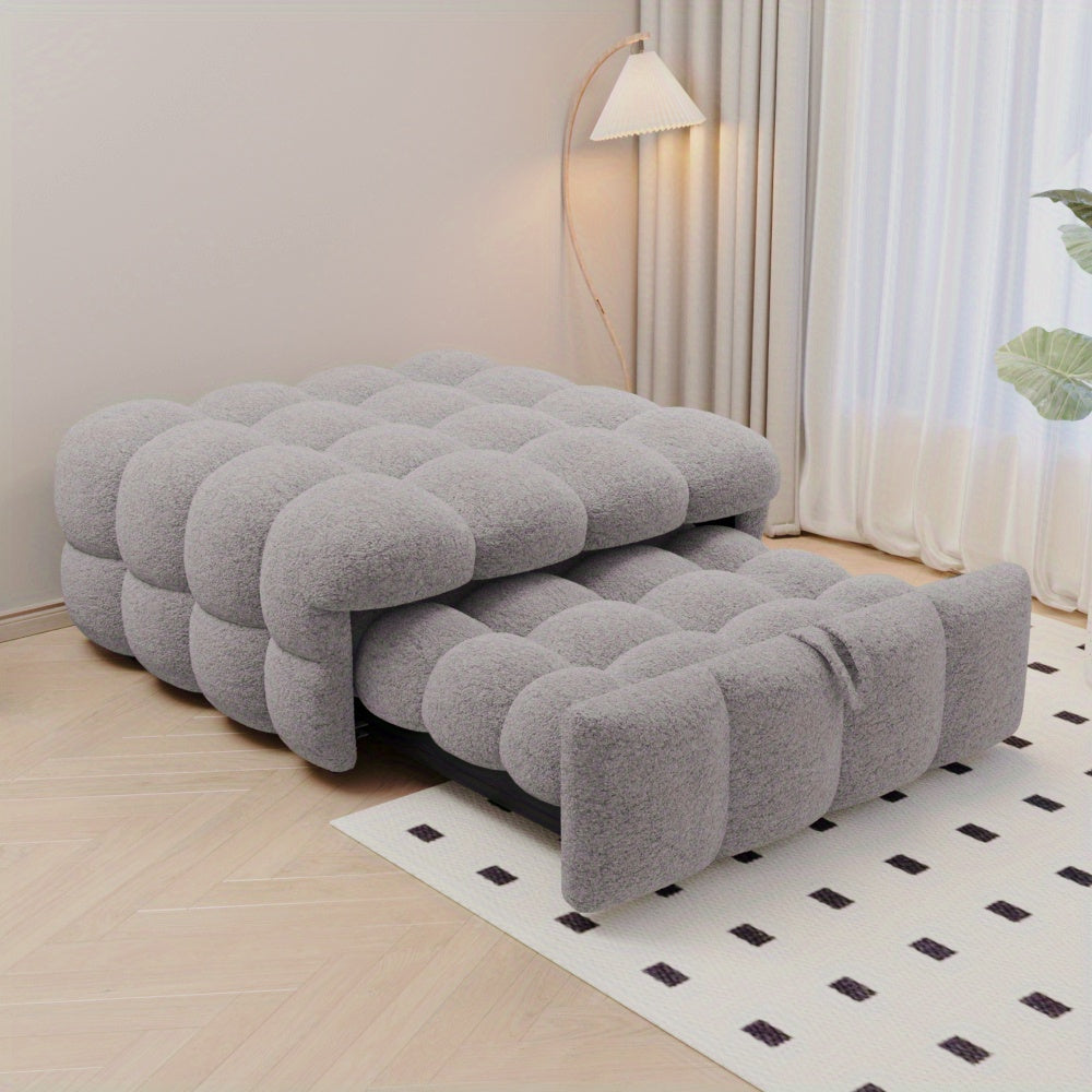 Bedbank – Slaapbank – Slaapstoel – Sleeper Sofa – 2-in-1 Bank – Teddy Stof – Compact Ruimtebesparend Design – Gemakkelijk Te Monteren