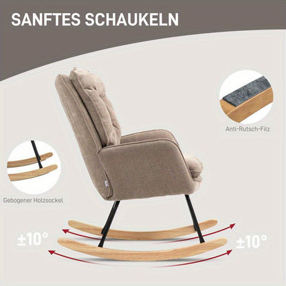 Loungefauteuil – Relaxstoel – Schommelstoel – Zithoekstoel – Ergonomische Stoel – Ergonomisch Ontwerp – Duurzaam Hardhout en Metaal