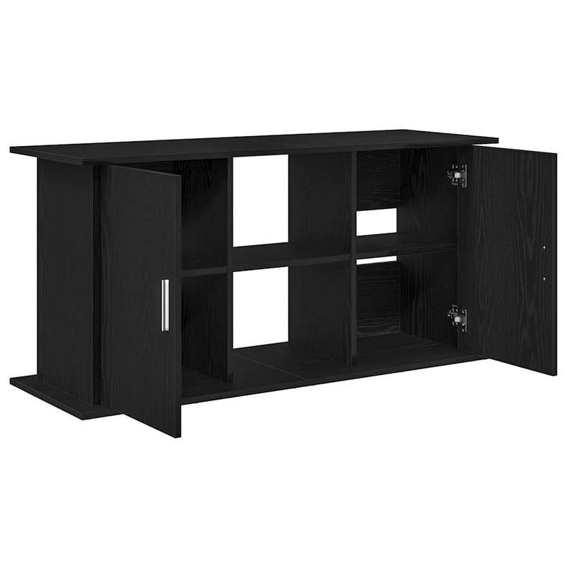Aquariumkast – Aquariumstandaard – Aquariummeubel – Vissenkast – Aquariummeubelstuk – Zwart – Massief Eikenhout – Stevig 121x41x58 cm