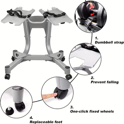 Adjustable Dumbbell Rack with Casters, Maximum Load Capacity 100kg/220 Lbs Dumbbells, Suitable for Home Gym