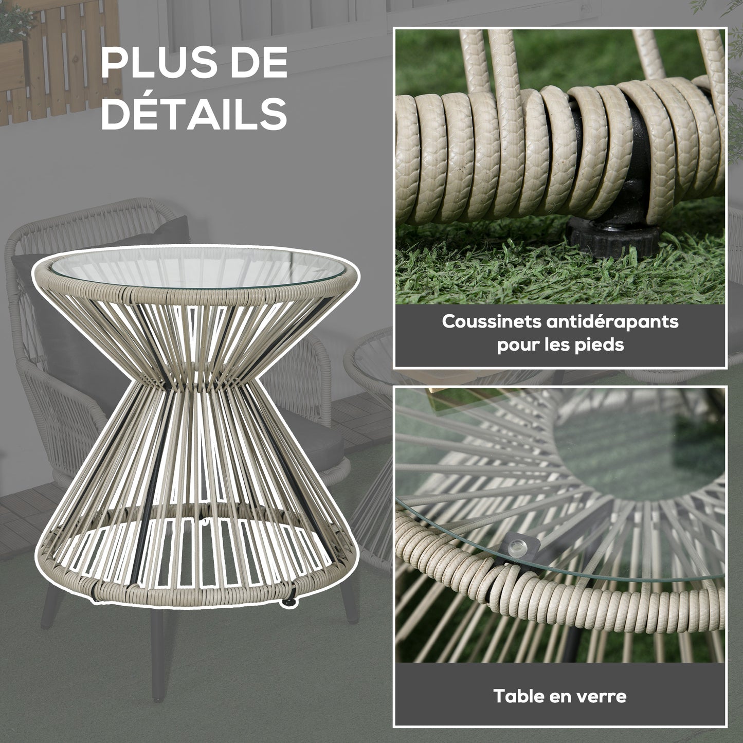 3-delig Bistro Tuintafel Set – Tuinset – Buitenmeubel – Balkonset – Bistroset – Stalen Frame – Comfortabele Kussens