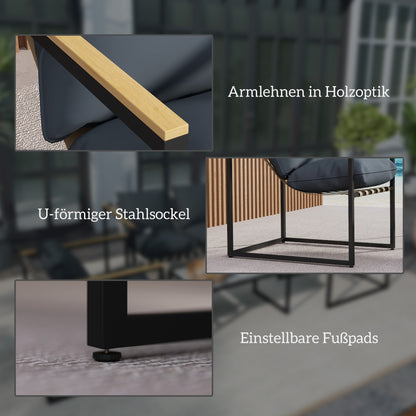 Tuinmeubelen – Tuinset – Loungeset – Balkonmeubels – Buitenmeubelen – 4-Delig – Gepolsterd Met Afneembare Kussens – Stalen Frame – Grijs