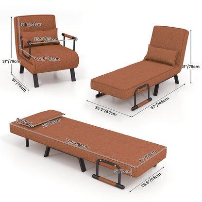 Slaapbank – Slaapstoel – Logeerbed – Zetelbed – Slaapfauteuil – Verstelbare Rugleuning – Stevig Metalen Frame tot 150 kg