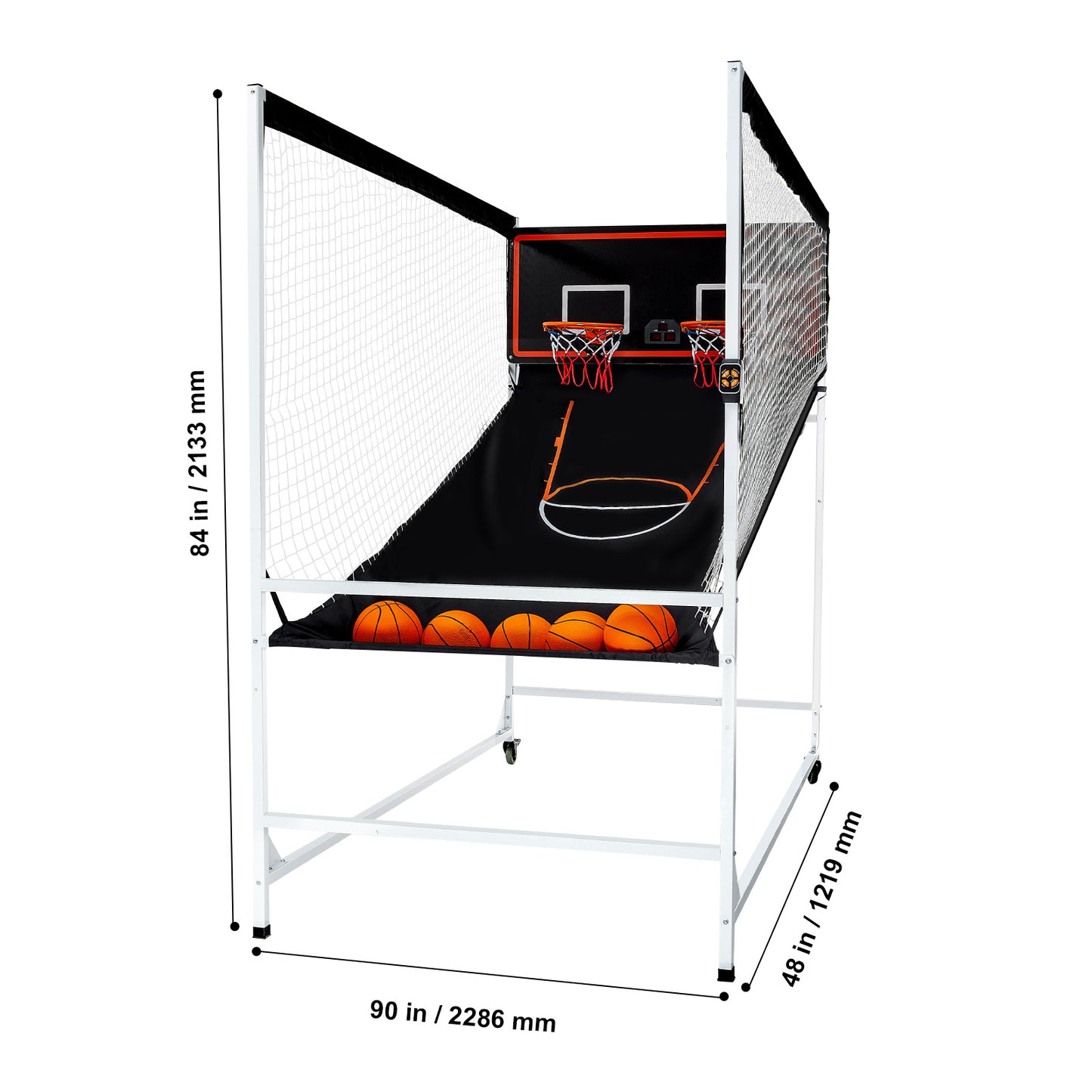 Basketbalspel – Basketbalgame – Indoor Basketbal – Arcade Spel – Dubbele Hoepel – 8-in-1 Spelmodi – Stevig Stalen Frame – Elektronisch Scorebord