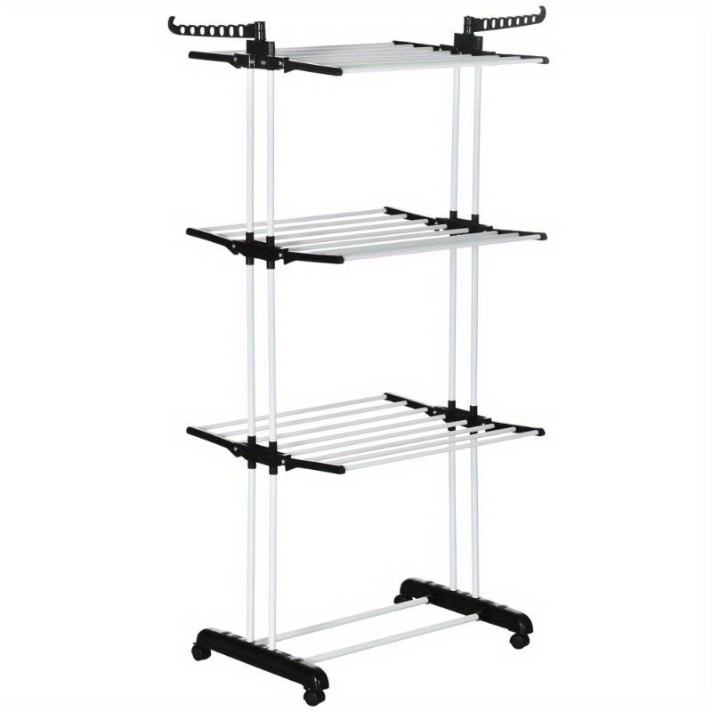 Droogrek – Wasrek – Kledingrek – Uitschuifbaar Rek – Droogtoren – Metallisch – 4-laags Met Wieltjes – Compact 73x45,5x177 cm – Geschikt Voor Binnen En Buiten