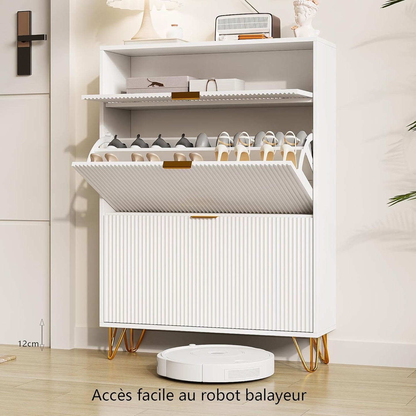 Schoenenkast – Schoenenopberger – Schoenenrek – Schoenentoren – Schoenenkastje – Wit MDF – Compact 120x80x25 cm