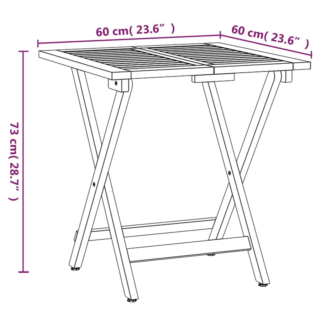Bistroset – Bistrosets – Tuinset – Tuinmeubelen – Balkonset – Inklapbaar – Massief Acaciahout – Compact Bruin met Crème Kussens