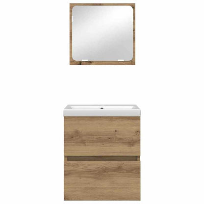 Badkamermeubel – Badmeubel – Wastafelmeubel – Badmeubelset – Spiegelkast – Modern Minimalistisch Design – Zwart Eiken & Wit – Ruimtebesparend & Duurzaam