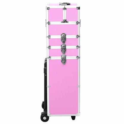 Make-up Organizer – Make-up Opberger – Cosmetica Opberger – Make-up Kast – Make-up Box – Roze Variant – Uitbreidbaar Met 4 Niveaus – Duurzame Aluminium Constructie Met Wieltjes