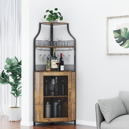 Barkast – Wijnkast – Drankkast – Buffetkast – Opbergkast – Hoekmodel – Compact 74 cm Hoog – Afneembaar Rek Met Gaasdeur