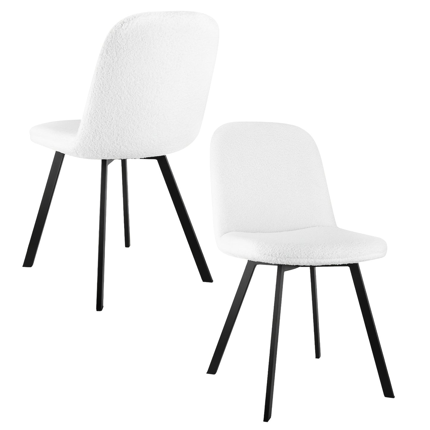 Teddy Plush Dining Chairs, Set Of 2, Softly Upholstered for All Season Comfort, with Sturdy Metal Frame
