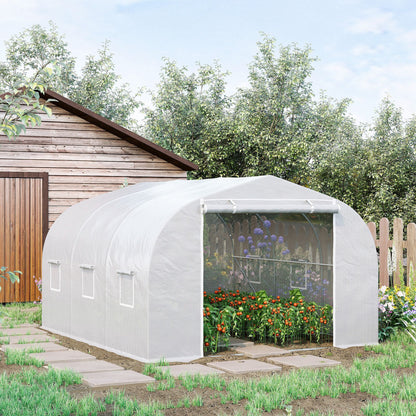 Tuinkas Tunnel – Kassen – Serre – Groententent – Plantentent – 3,5 x 3 x 2 m – Gegalvaniseerd Stalen Frame – Waterdicht UV-bestendig PE Zeil Wit