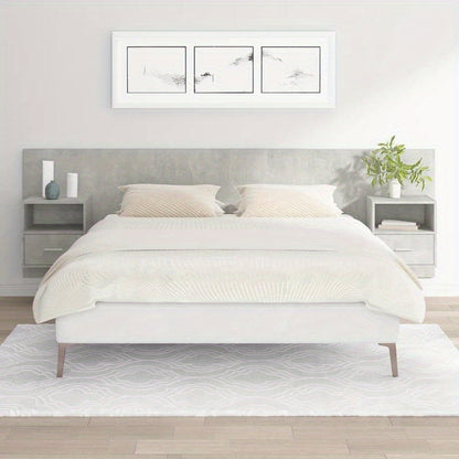 Bedkast – Wandkast – Hoofdeinde Met Kastjes – Wandmontage Kast – Opbergruimte Hoofdeinde – Modern Grijs – Hardhout En Kunstboard – Ruimtebesparend Design