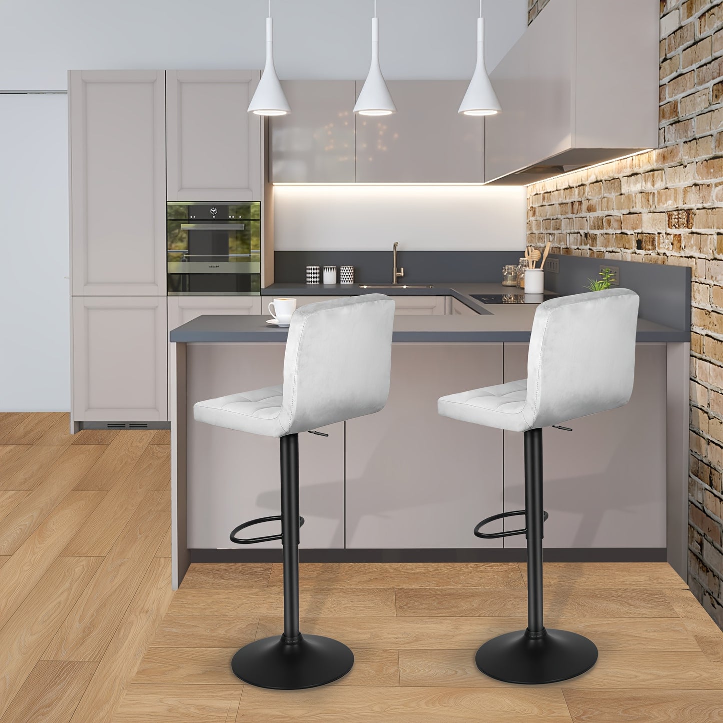 Barkrukken – Barstoelen – Krukken – Keukenstoelen – Barkruk Set – Velvet Bekleding – Draaibaar & Verstelbaar – Ergonomische Rugleuning