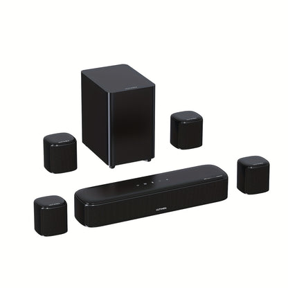Surround Sound Systeem – Home Theater Set – Soundbar – Audio Installatie – Draadloos 7.1 Kanaals – Krachtige Subwoofer – HDMI eARC & Bass Boost – App Bedienbaar – Zwart