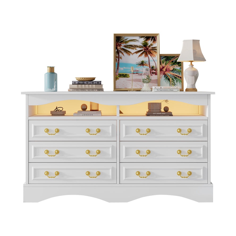 Opbergkast – Ladenkast – Sideboard – Dressoir – Kast Wit – Modern Design – 6 Laden – 120 cm Breedte