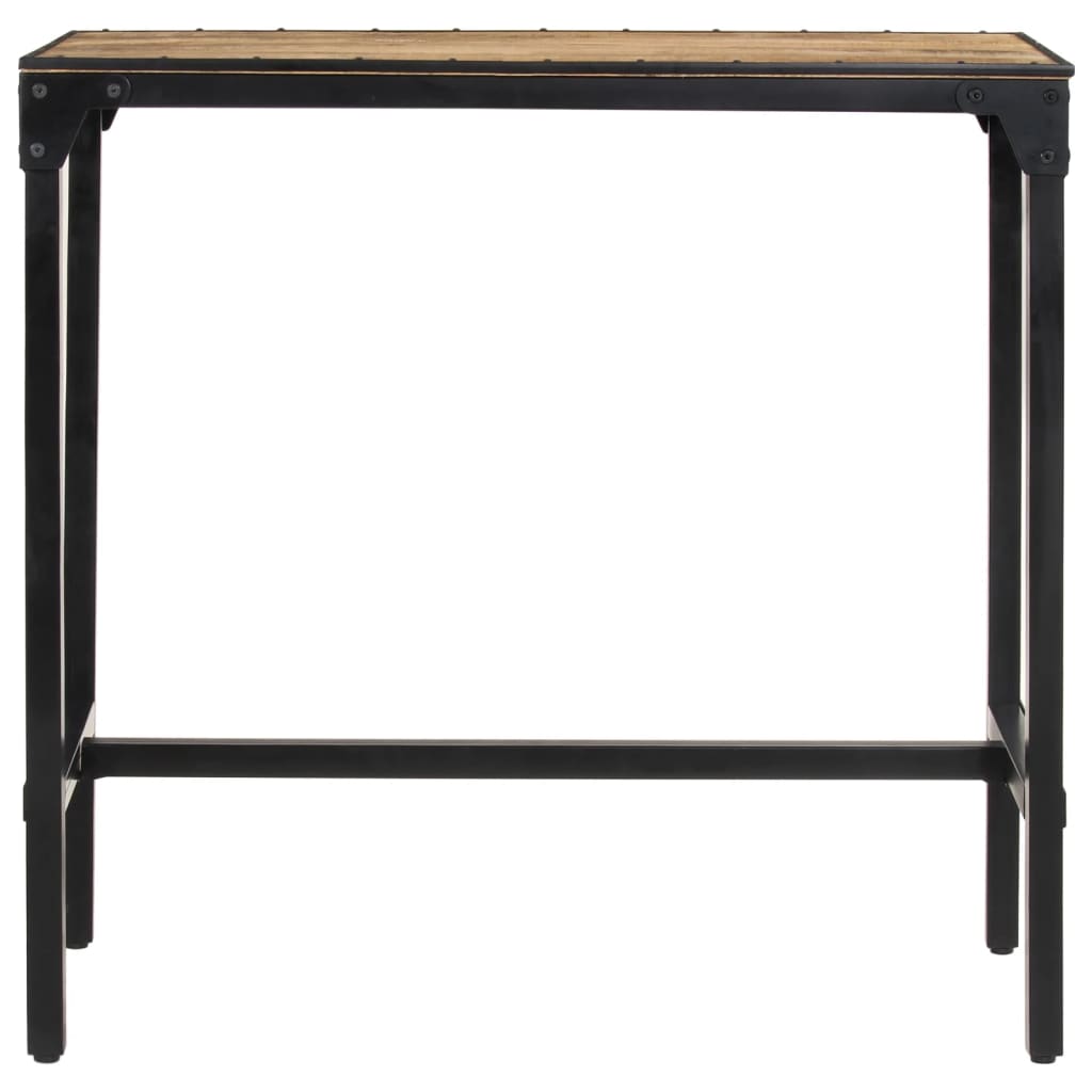Barset – Barkrukken – Bar Stoelen – Bistro Set – Keukenbar Set – Massief Mangohout – Industrieel Metalen Frame – Comfortabele Zitting – Kunstleer Bekleding – Bruin