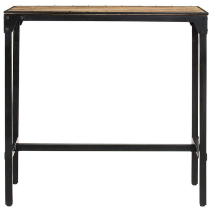 Barset – Barkrukken – Bar Stoelen – Bistro Set – Keukenbar Set – Massief Mangohout – Industrieel Metalen Frame – Comfortabele Zitting – Kunstleer Bekleding – Bruin