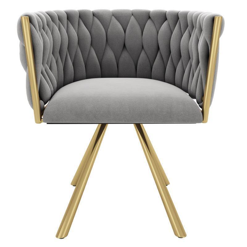 Velvet Stoelen – Eetkamerstoelen – Woonkamerstoelen – Luxe Stoelen – Design Stoelen – Set Van 4 – Zachte Grijze Velvet Bekleding – Metalen Gouden Poten