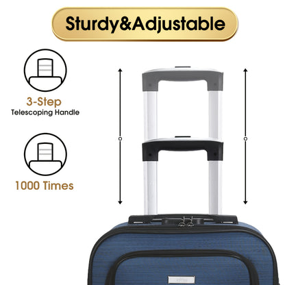 Kofferset – Reiskoffers – Trolley – Spinner Koffers – Bagageset Zwart – TSA Cijferslot – 20% Uitbreidbaar – 360° Zwenkwielen – Verstelbare Trekstang – Oxford Polyester Hardcase