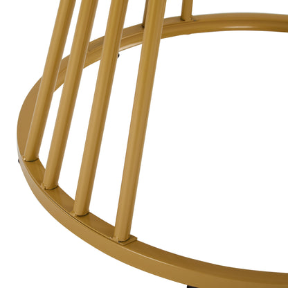 1pc Modern White & Golden Dining Table with Sturdy Metal Frame - Marble Tabletop Suitable, Breakfast Nook, Dining Room - Contemporary Minimalist,, No Assembly Required (Table Only)
