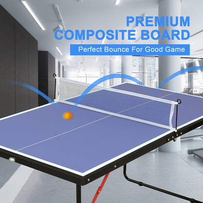 Tafeltennistafel – Pingpongtafel – Indoor Tafeltennistafel – Outdoor Pingpong – Inklapbare Tafel – Stevig Aluminium Net – Draagbaar Met 2 Batjes En Ballen