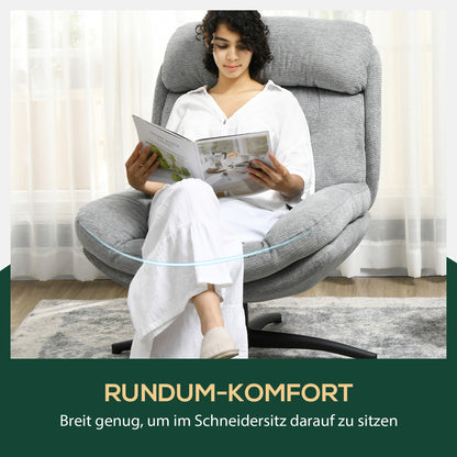 Draaifauteuil – Draaistoel – Relaxstoel – Fauteuil – Stoel – 360 Graden Draaibaar – Chenille Stof Grijs – Met Zwarte Stalen Poten – Geïntegreerde Armleuningen – Ergonomisch Comfort