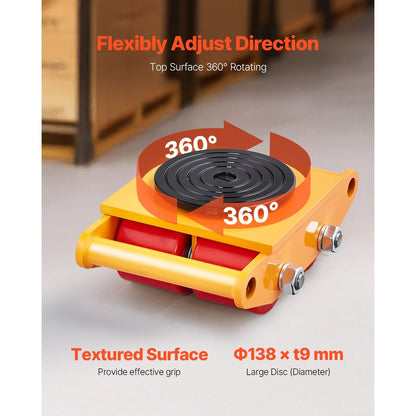 Machine Skate – Machine Dolly – Machinery Skate – Transportroller – Verplaatsroller – 6 Ton Draagvermogen – 360° Draaibare Wielen – Gele Uitvoering