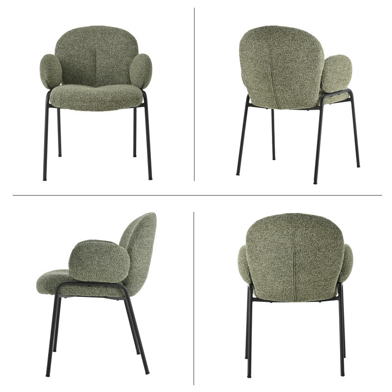 Set van 2 Chic Scandinavische Accentstoelen – Gebogen Design met Verstelbare Poten – Groen, Stijlvol en Comfortabel