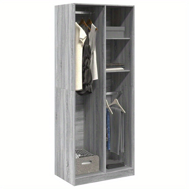 Kledingkast – Garderobekast – Opbergkast – Dressoirkast – Kast – Grijs Sonoma Eiken – Behandeld Hout – Compact en Ruim 80x50x200 cm