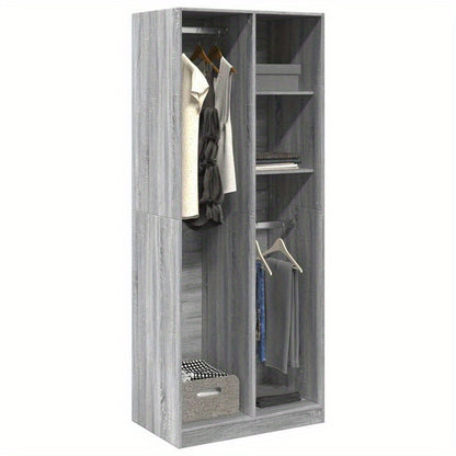 Kledingkast – Garderobekast – Opbergkast – Dressoirkast – Kast – Grijs Sonoma Eiken – Behandeld Hout – Compact en Ruim 80x50x200 cm