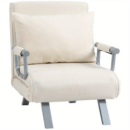 Sofa Bed – Slaapbank – Bedbank – Sleeper Chair – Vouwbed – Multifunctioneel – Compact Formaat – Creme Polyester