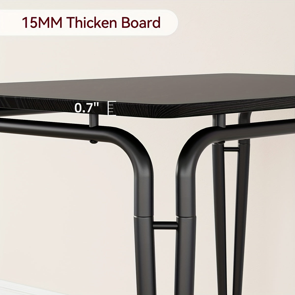 3pcs Compact Space-Saving Small Dining Set with Black Table & Chairs - Modern Classic Style Square Dinette Table with White Legs & Black Frame, MDF Wood Tabletop & Padded Chairs for Apartments, Kitchens, Studios - Easy-Clean